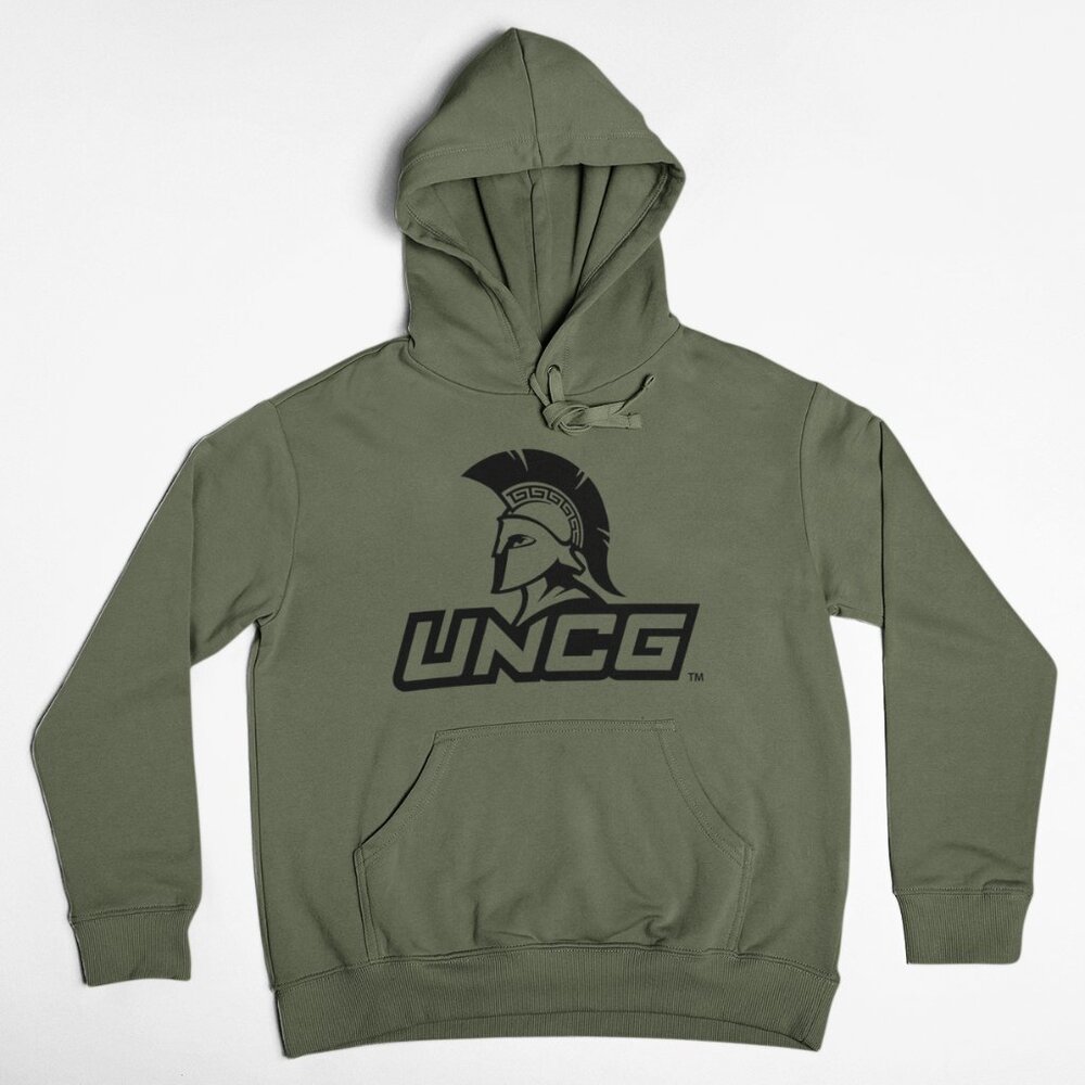 NEW UNC Greensboro Spartans UNCG Pullover Fleece Hoodie MILITARY ARMY GREEN